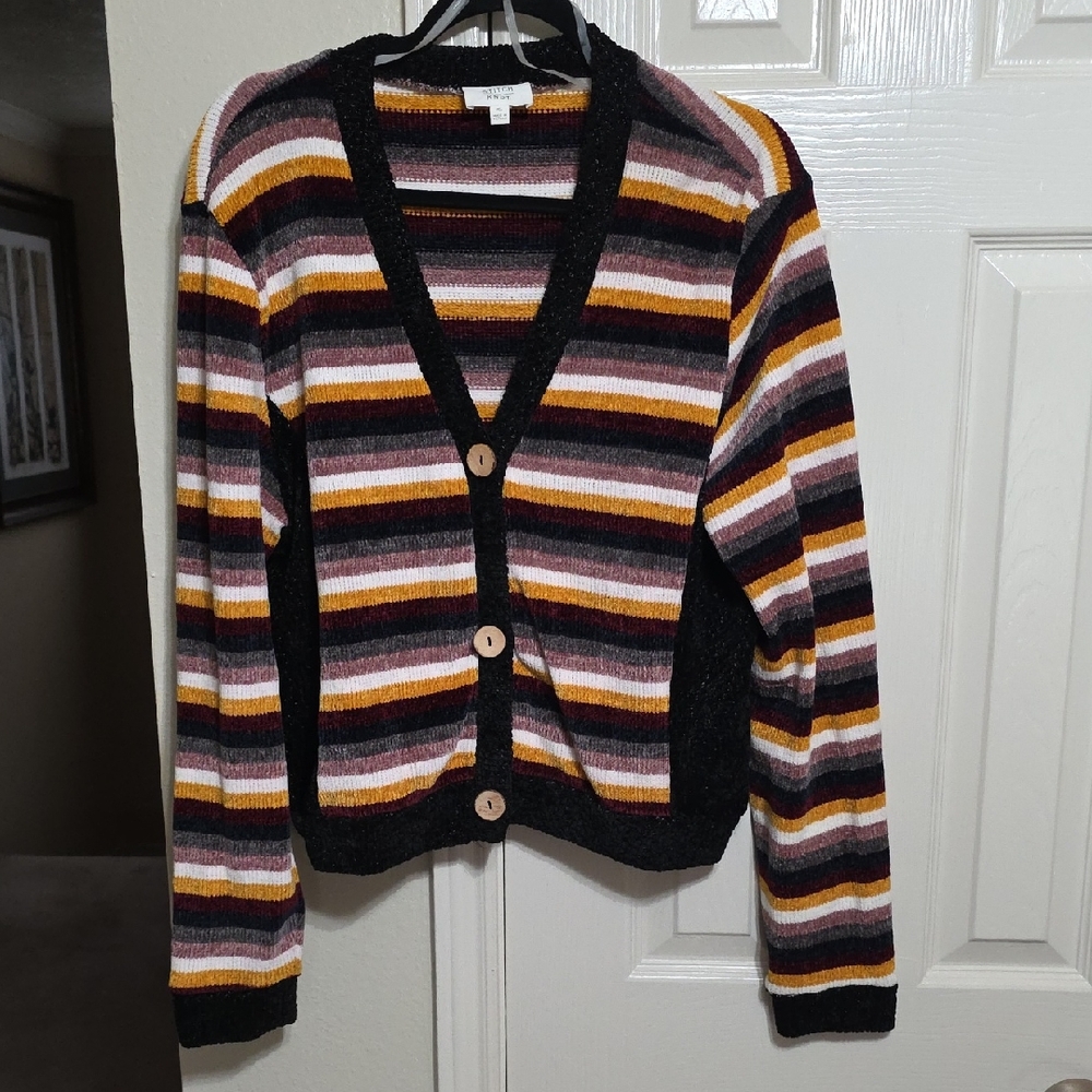 Multicolor Striped Button-Up Cardigan